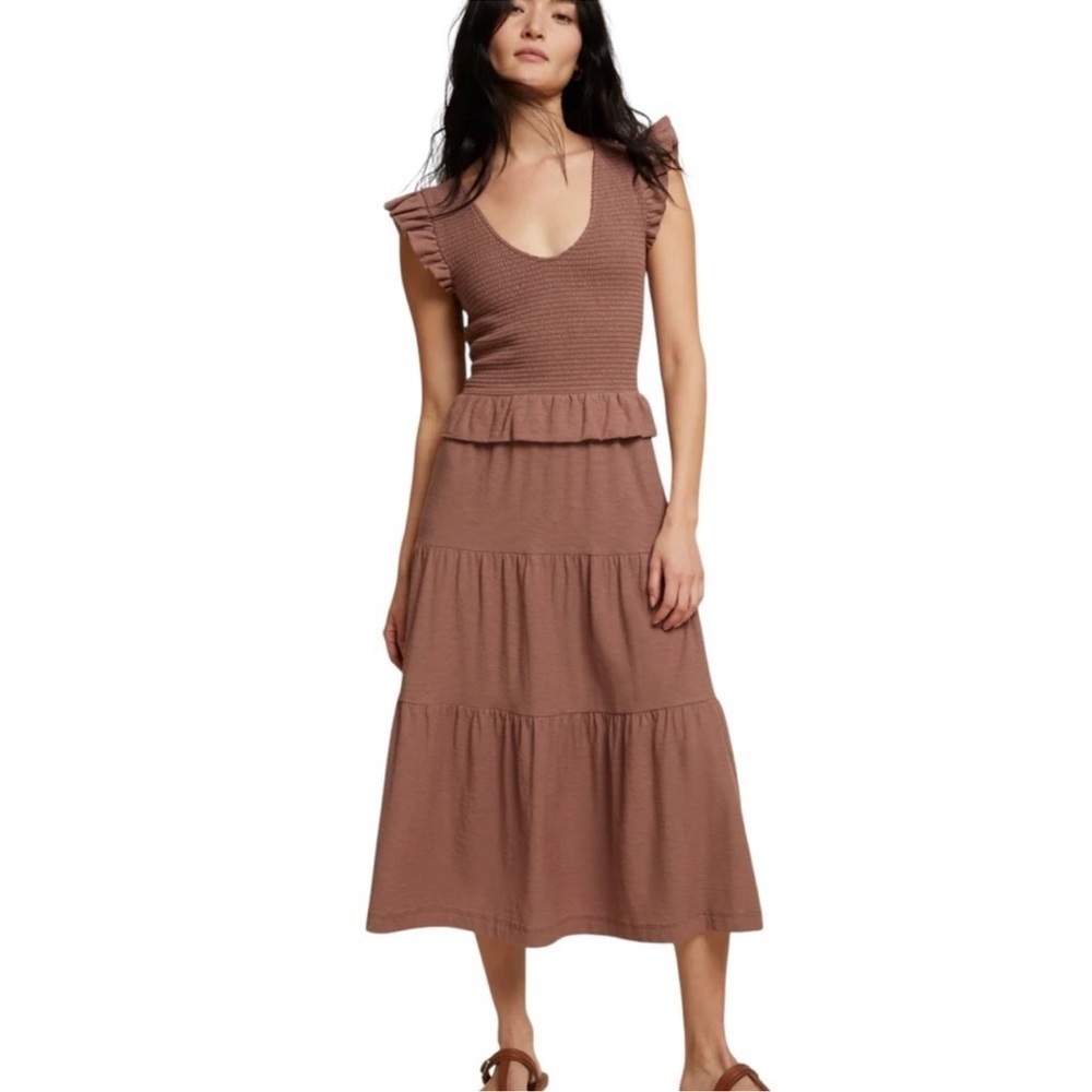Nation LTD Fabian Fused Ruffle Dress in Mojave size M - Picture 3 of 12